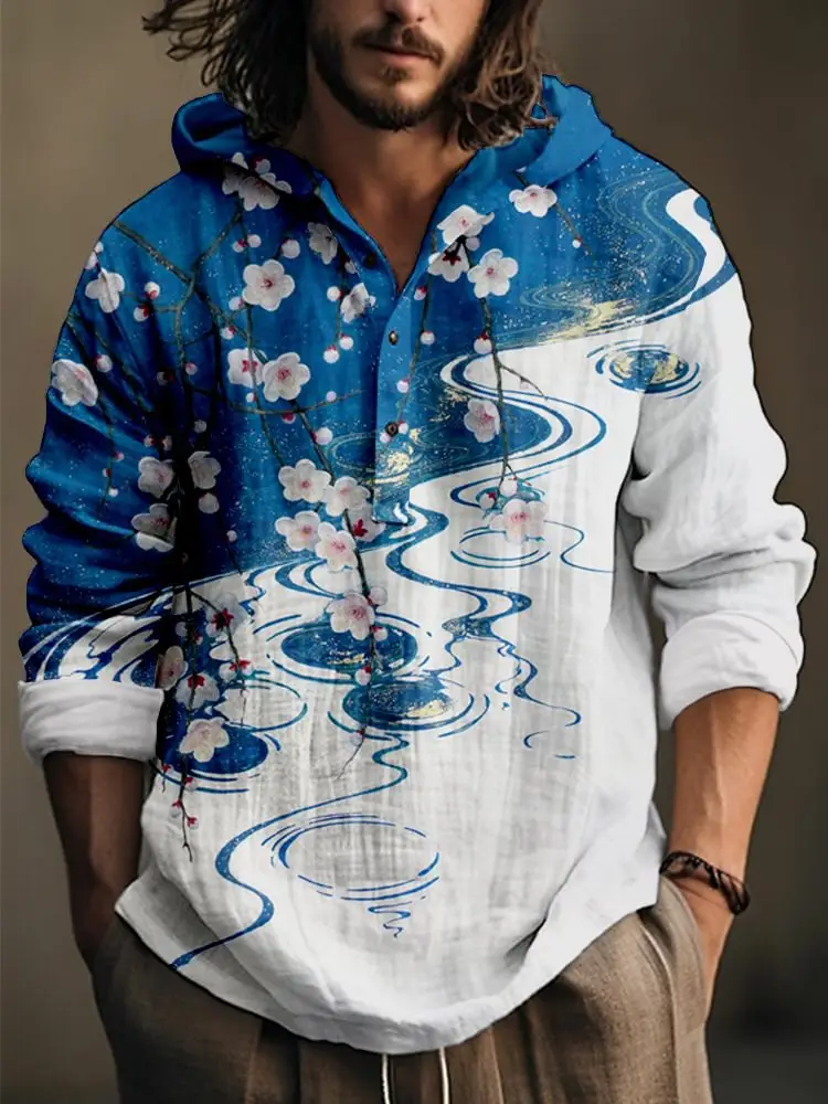 Men's Black 3D Digital Printed Hoodie Long Sleeve
