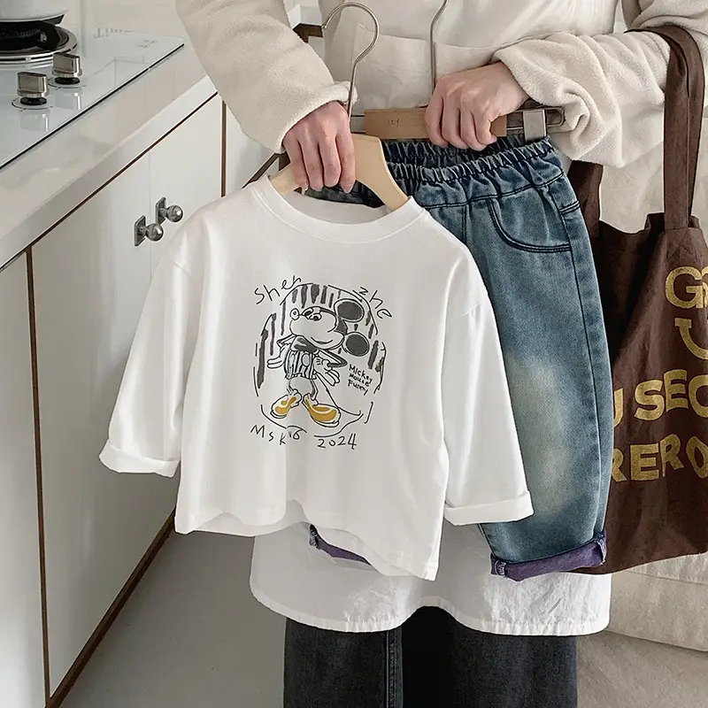 Muye Autum Kids T-Shirt White Long Sleeve Korean Style — feature 12
