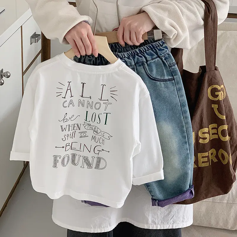Muye Autum Kids T-Shirt White Long Sleeve Korean Style — feature 13