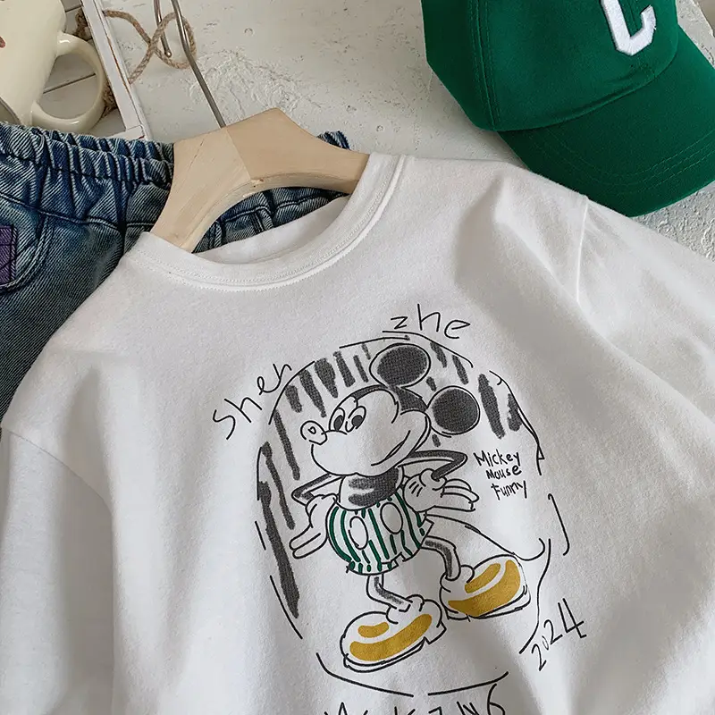 Muye Autum Kids T-Shirt White Long Sleeve Korean Style — feature 6