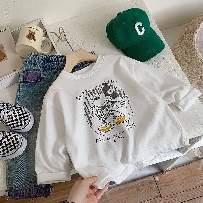Muye Autum Kids T-Shirt White Long Sleeve Korean Style — feature 8