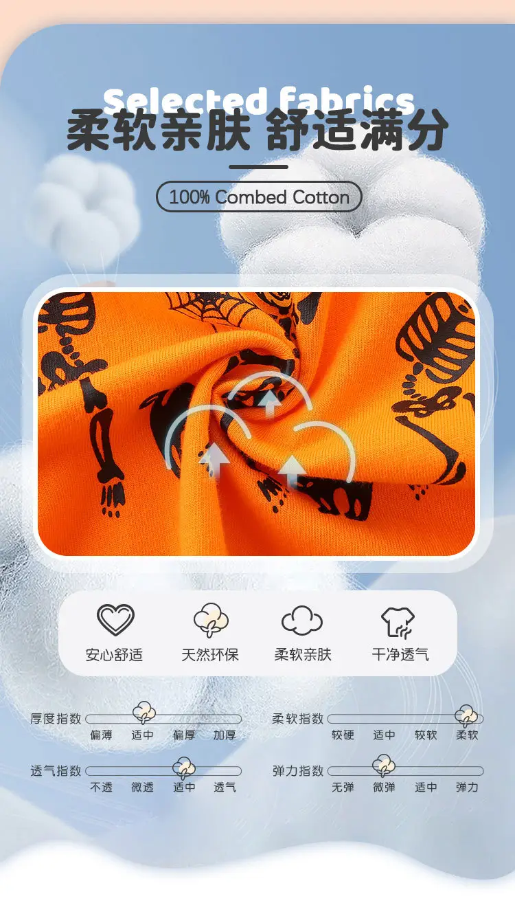 Aosta Betty Orange Long Sleeve T-Shirt with Halloween Deer Print — feature 34