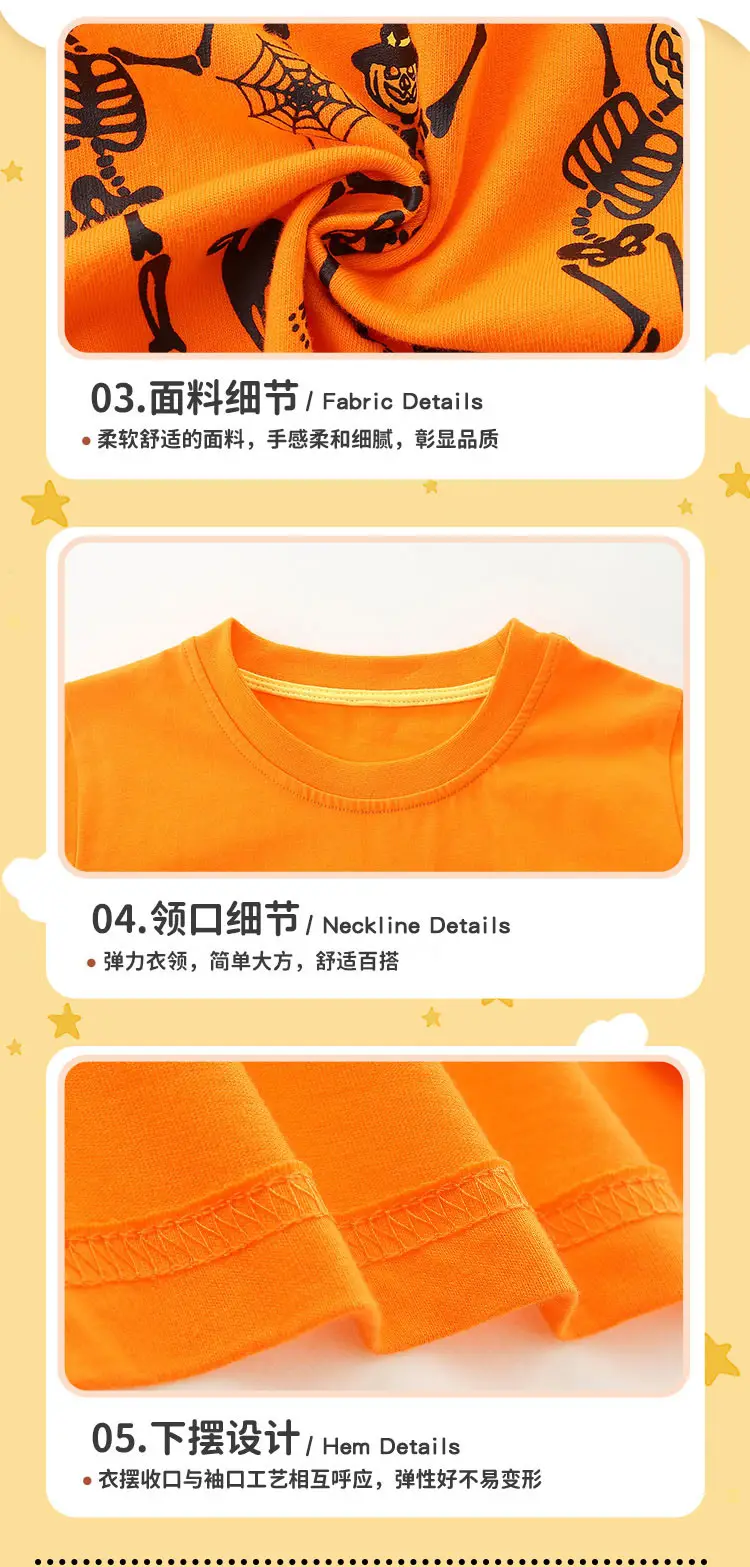 Aosta Betty Orange Long Sleeve T-Shirt with Halloween Deer Print — feature 37