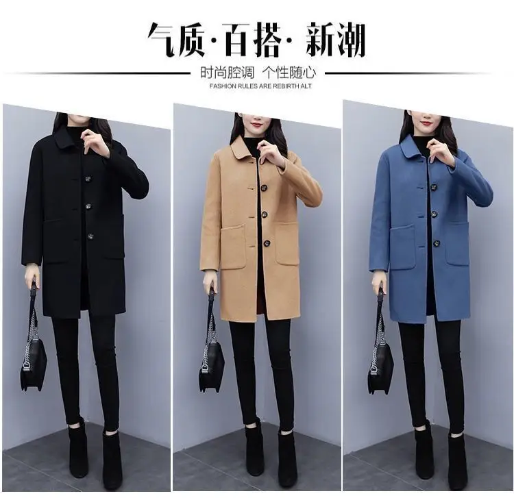 Woolen Coat Women's Mid-length 2024 Autumn and Winter New Korean Style Loose plus size Women's Wear Slimming Age-reducing Woolen Coat — feature 10