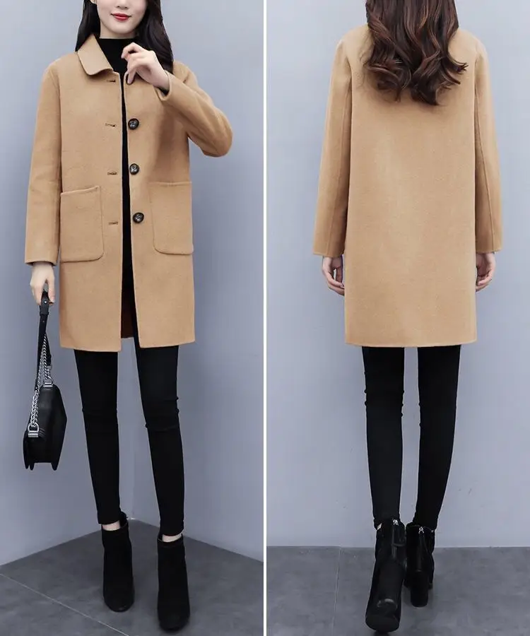 Woolen Coat Women's Mid-length 2024 Autumn and Winter New Korean Style Loose plus size Women's Wear Slimming Age-reducing Woolen Coat — feature 14