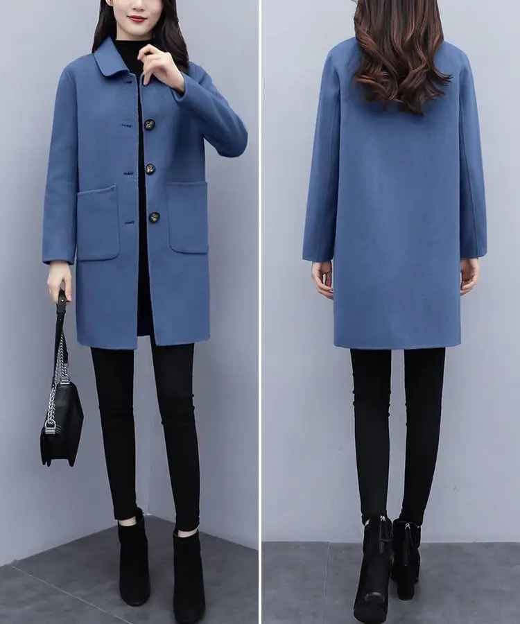 Woolen Coat Women's Mid-length 2024 Autumn and Winter New Korean Style Loose plus size Women's Wear Slimming Age-reducing Woolen Coat — feature 16