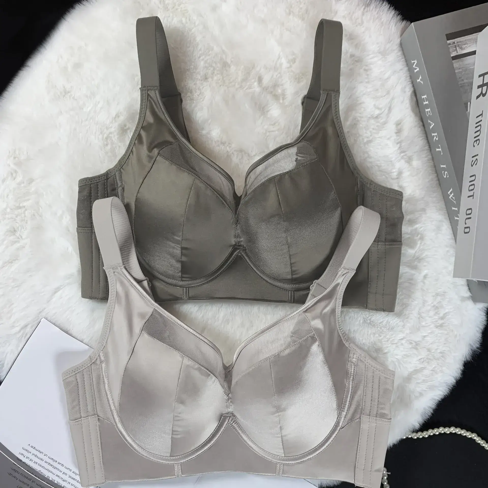 New Satin Push-Up Bra Women's Big Chest Small - Image 8