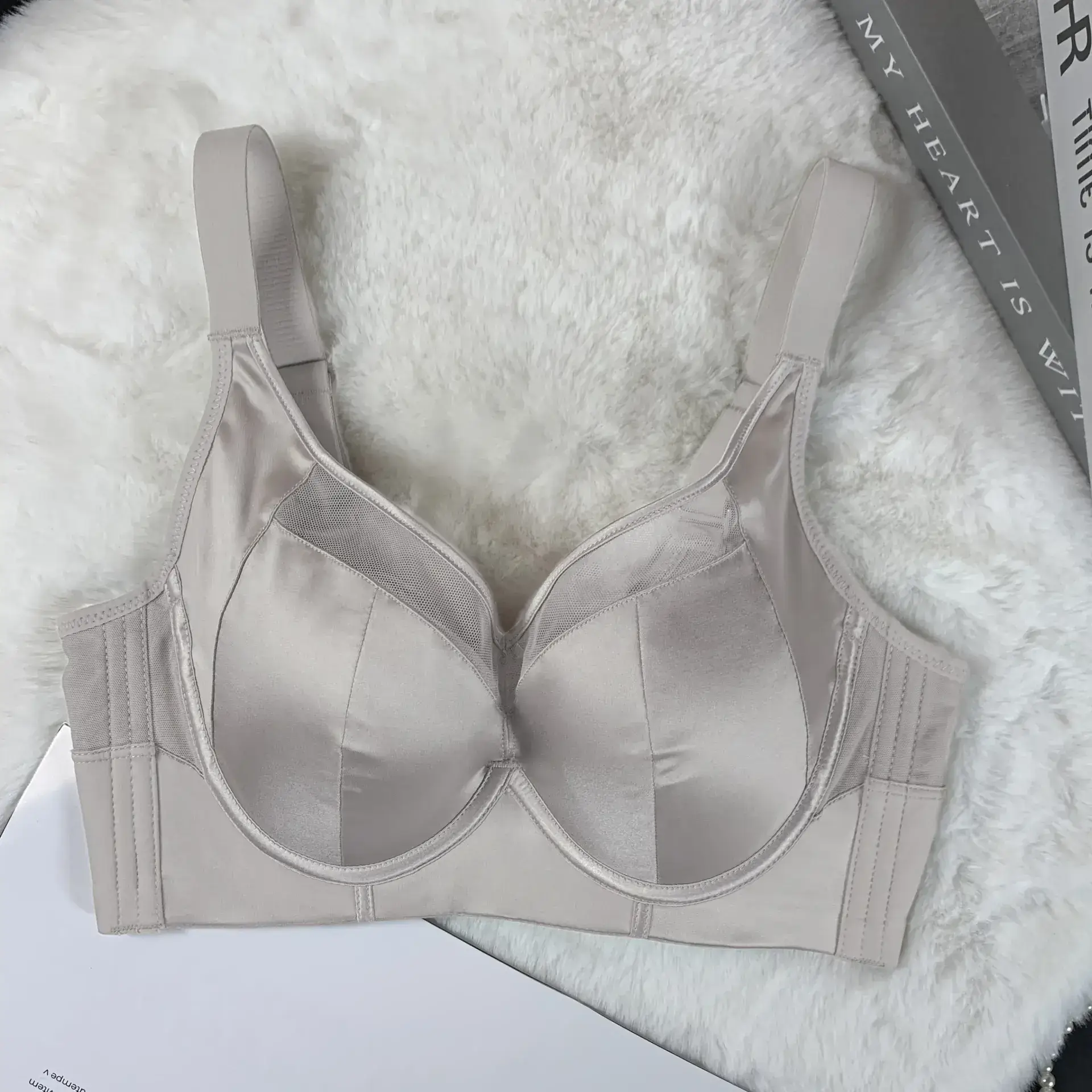 New Satin Push-Up Bra Women's Big Chest Small - Image 3