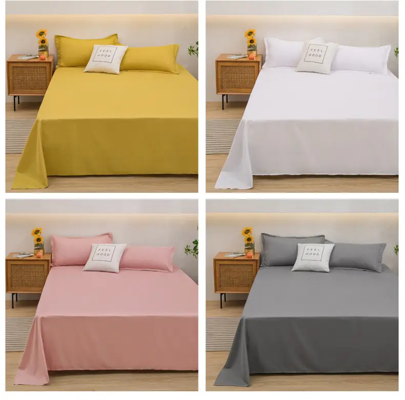 Running Volume Solid Color Bed Sheet Dormitory Simple Single Piece Double Bedspread Home Hotel Homestay School Acting Cross-border — feature 16