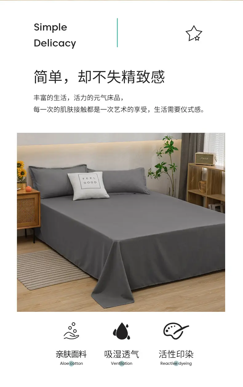 Running Volume Solid Color Bed Sheet Dormitory Simple Single Piece Double Bedspread Home Hotel Homestay School Acting Cross-border — feature 2