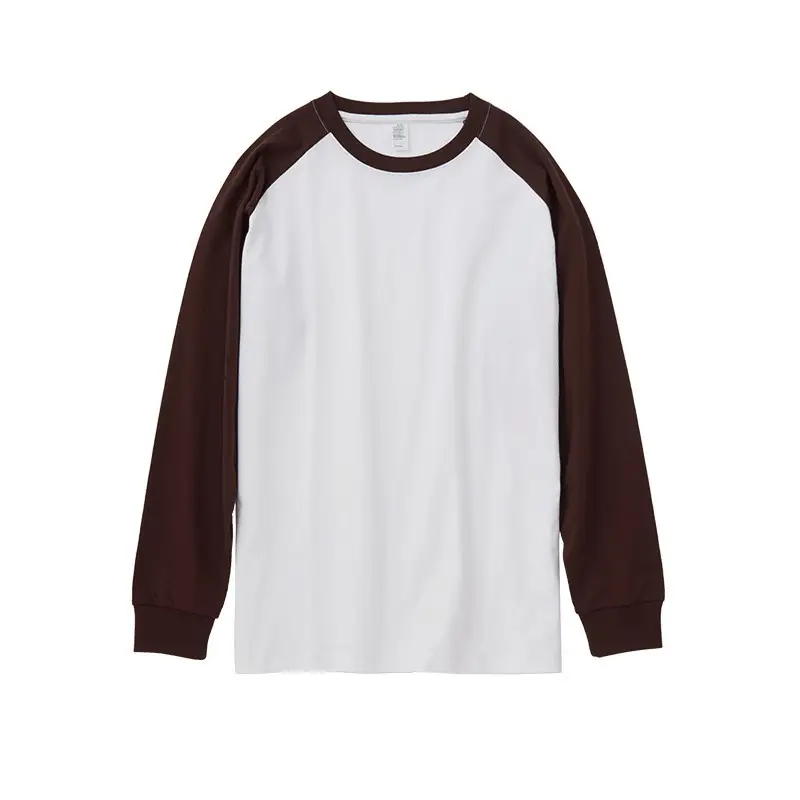 New 250g Cotton Raglan Color-Block Long Sleeve T-Shirt