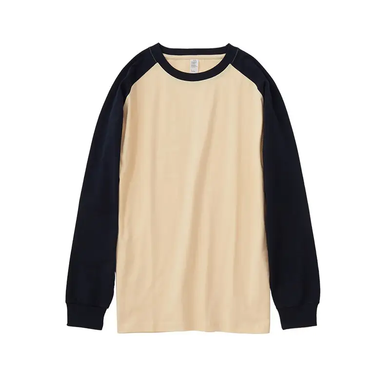 New 250g Cotton Raglan Color-Block Long Sleeve T-Shirt