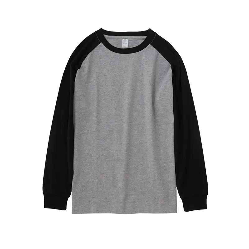 New 250g Cotton Raglan Color-Block Long Sleeve T-Shirt