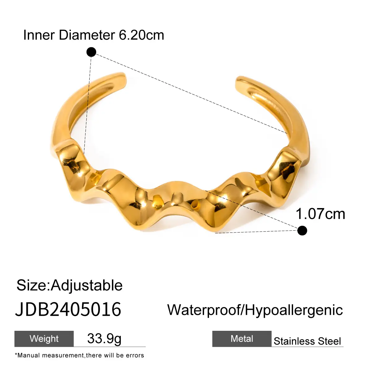 18K Gold Irregular Bracelets Set for Women - Image 3