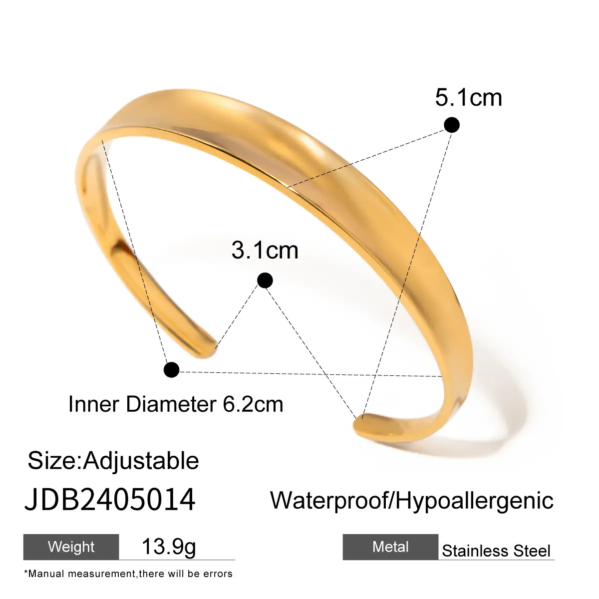18K Gold Irregular Bracelets Set for Women - Image 4