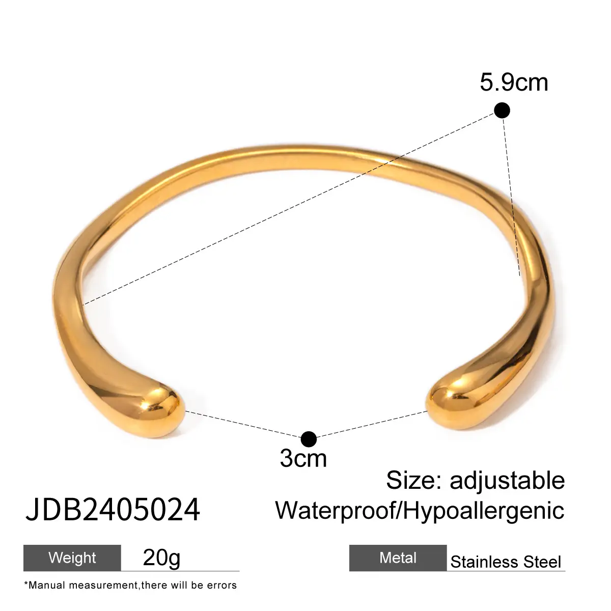 18K Gold Irregular Bracelets Set for Women - Image 5