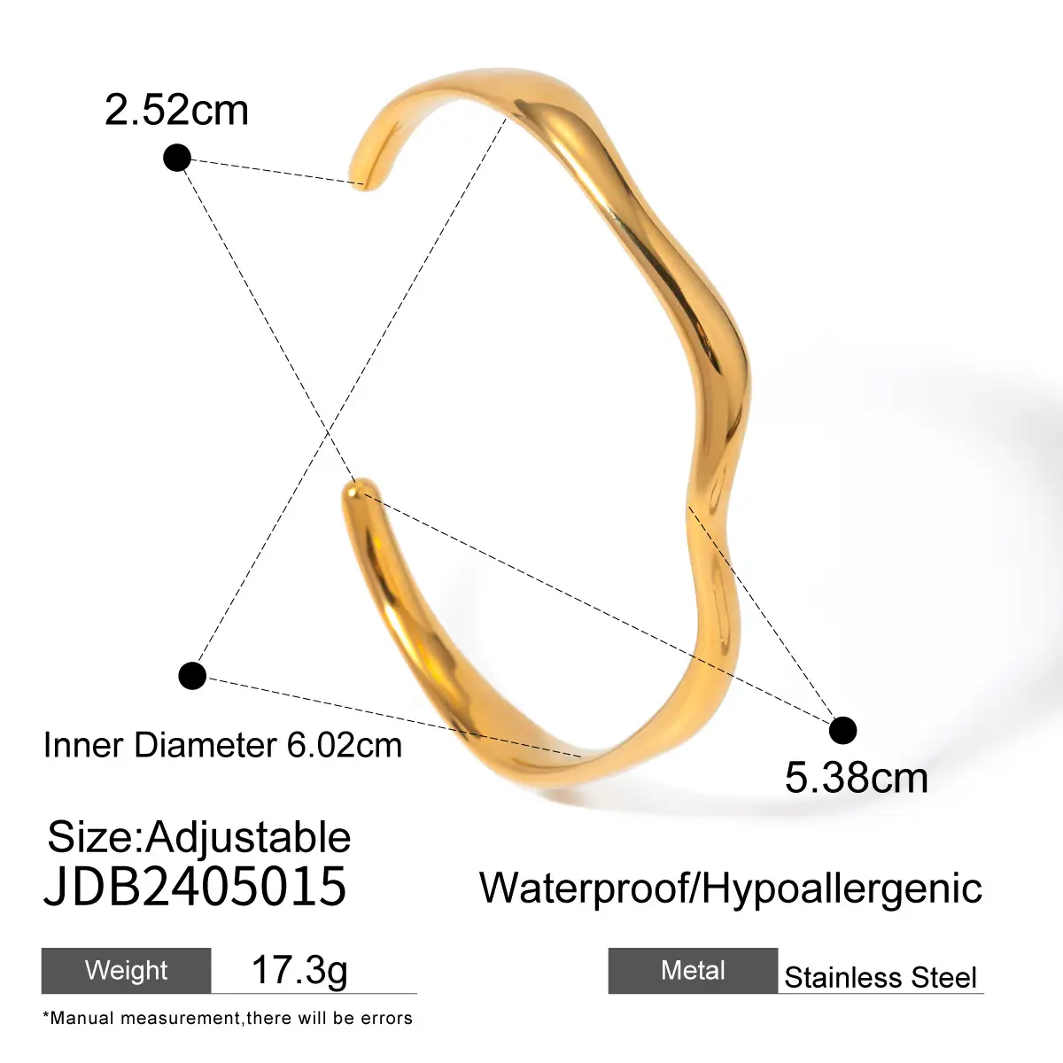 18K Gold Irregular Bracelets Set for Women - Image 6