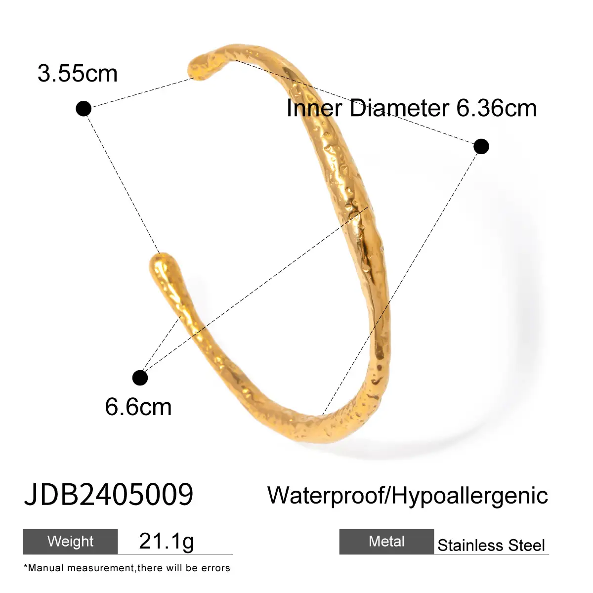 18K Gold Irregular Bracelets Set for Women - Image 8