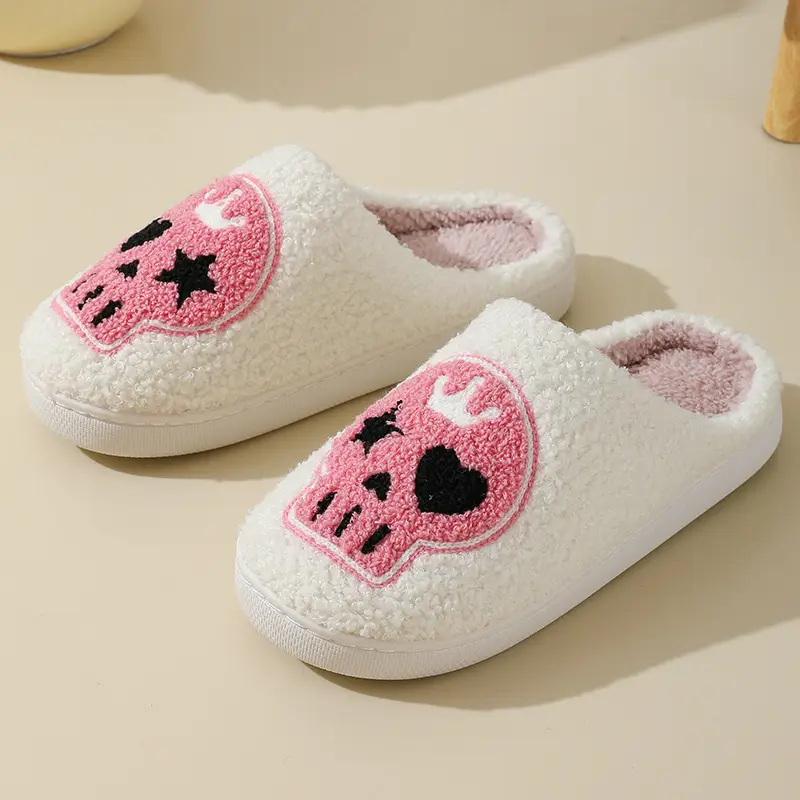 New Halloween Crown Skull Cartoon Warm Winter Cotton Slippers for Men and Women Couple Home Indoor Cotton Slippers