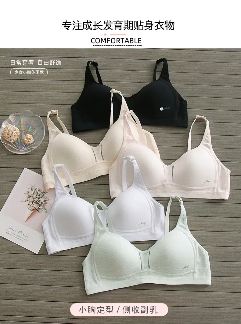 Teenage Underwear Female Junior High School Students High School Girls Two or Three Stages Summer Thin Pure Cotton Lian Bra — feature 1