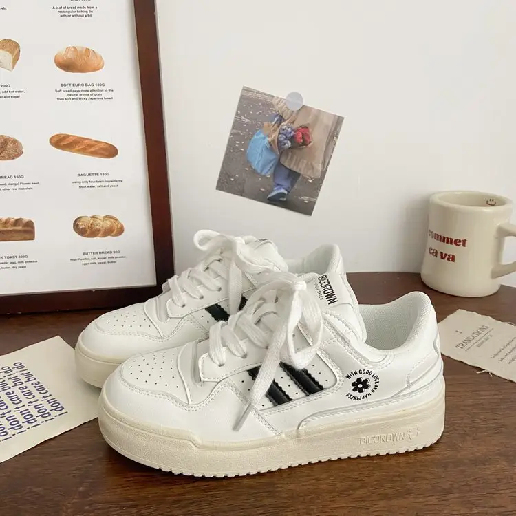 Women Vintage White Thick Sole Casual Sneakers 2024 - Image 2