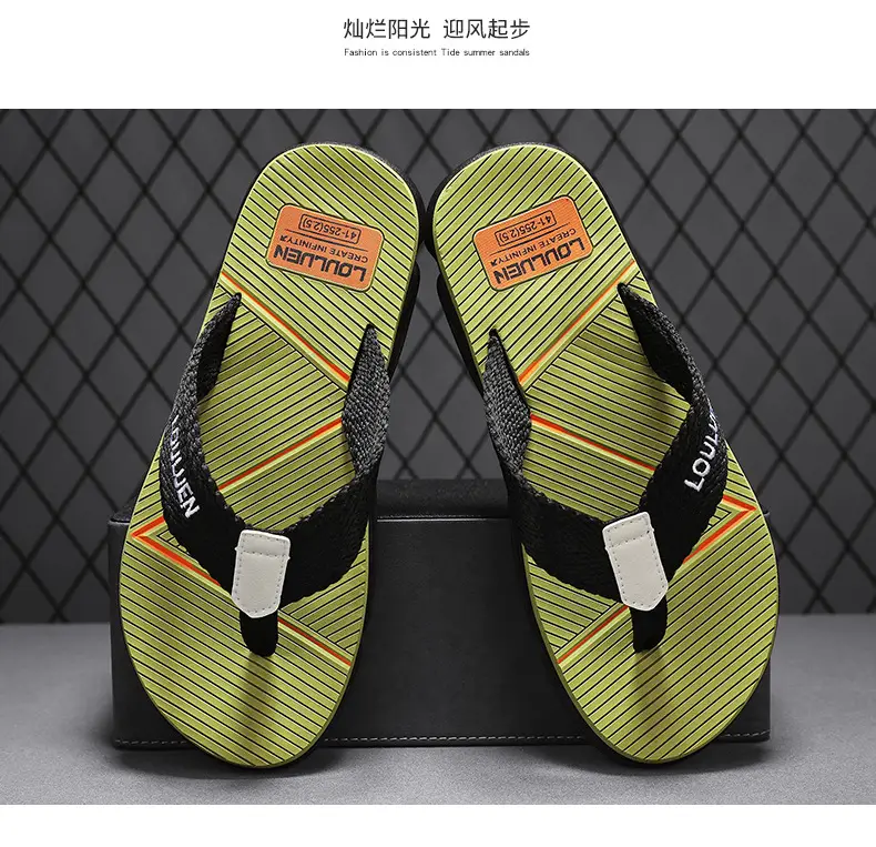 2024 Men's Green Black Flip-Flops Beach Sandals — feature 13