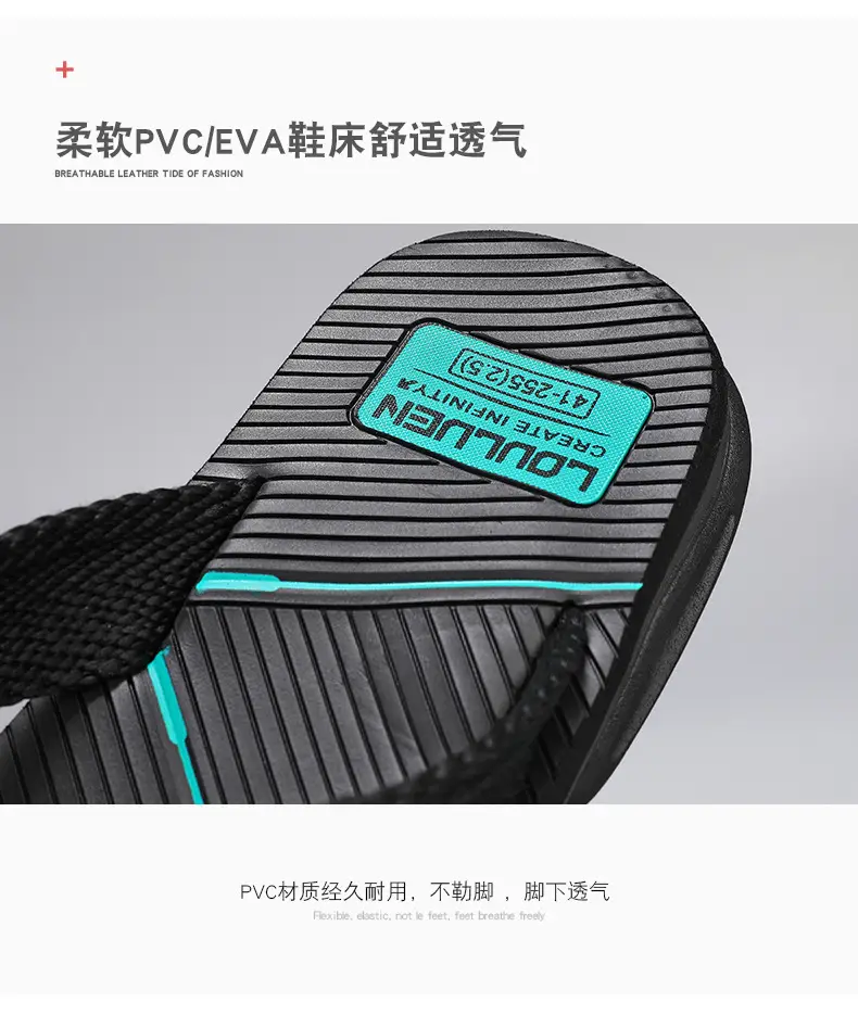 2024 Men's Green Black Flip-Flops Beach Sandals — feature 7