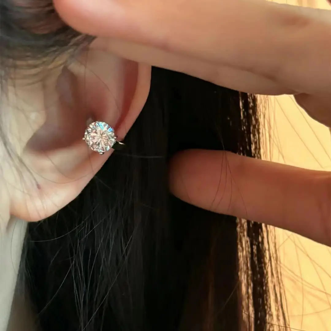 Collection ~ Ear Bone Super Flash Pearl Light Luxury Zircon Cool Niche High-grade Earrings All-match Ear Clip Earrings without Ear Holes