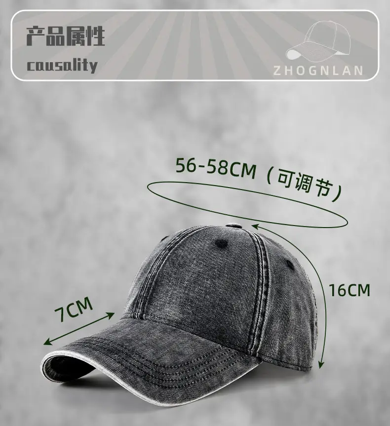 Men Vintage Washed Baseball Cap Grey Winter Warm Mountaineering — feature 22