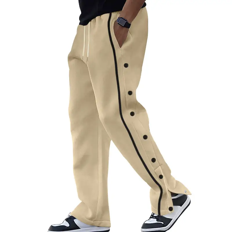 White Casual Pants with Black Stripe Drawstring Plus Size — feature 15