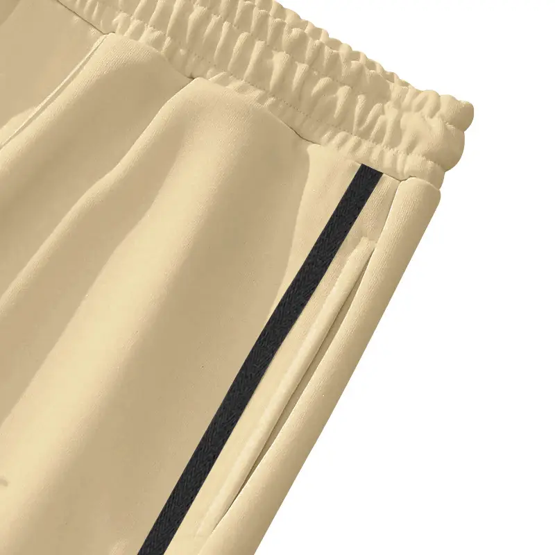 White Casual Pants with Black Stripe Drawstring Plus Size — feature 18