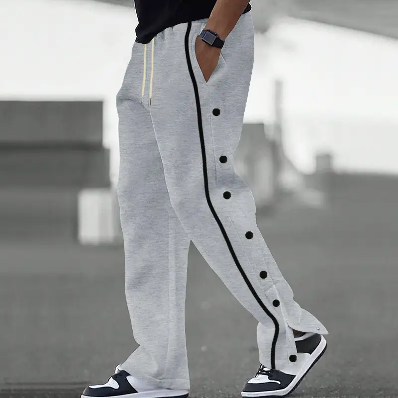 White Casual Pants with Black Stripe Drawstring Plus Size — feature 22