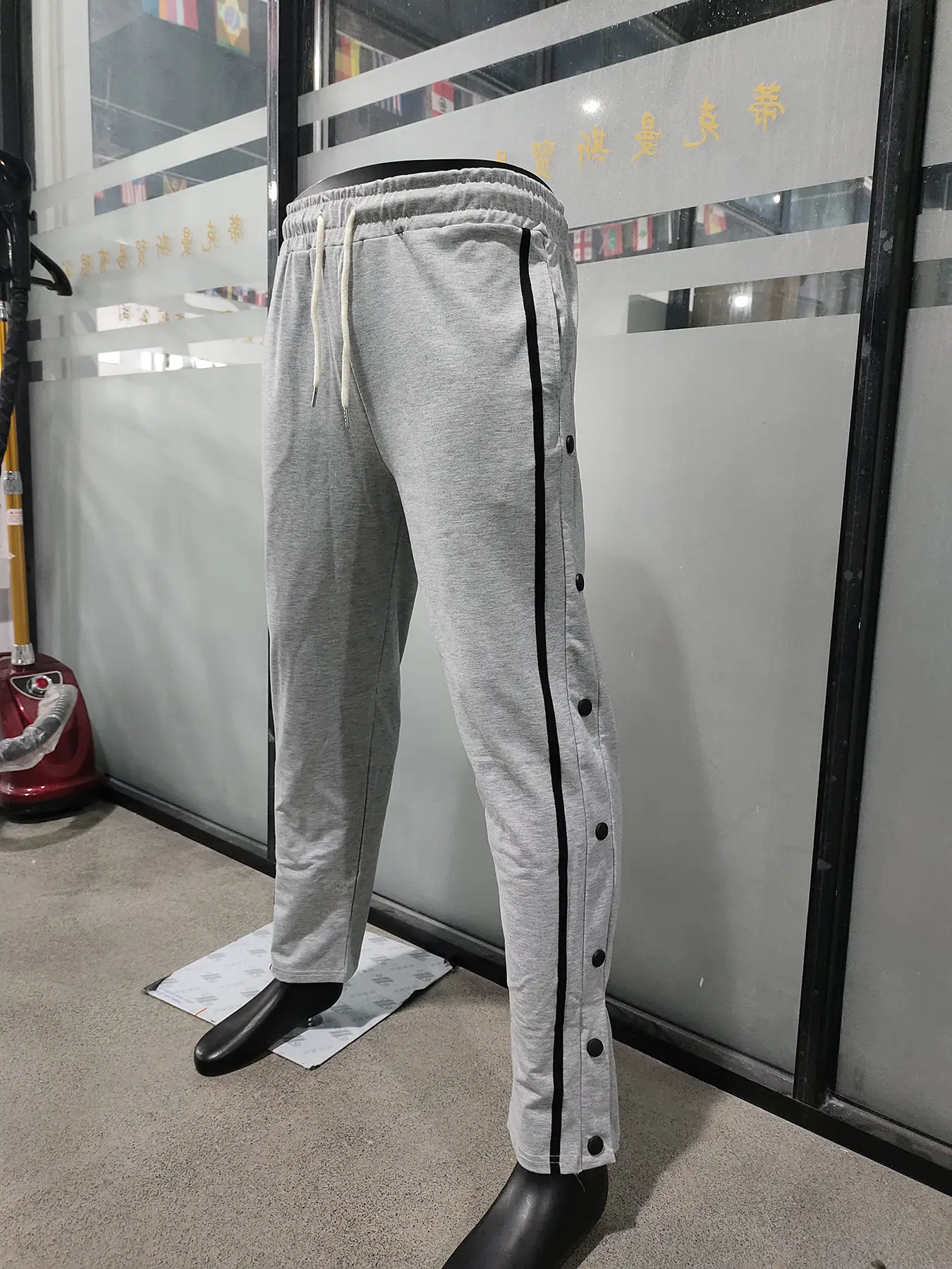 White Casual Pants with Black Stripe Drawstring Plus Size — feature 27