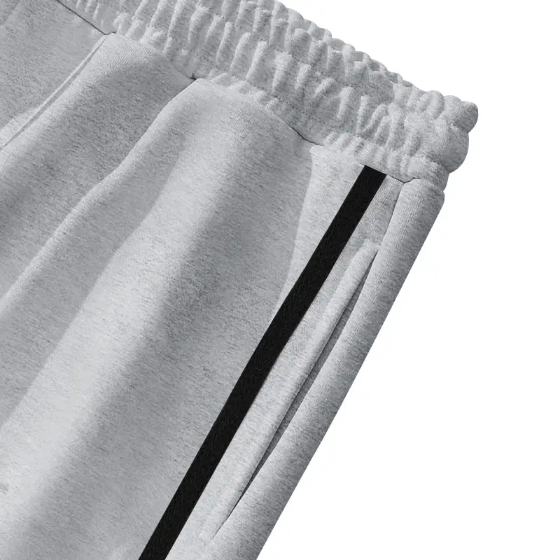 White Casual Pants with Black Stripe Drawstring Plus Size — feature 29