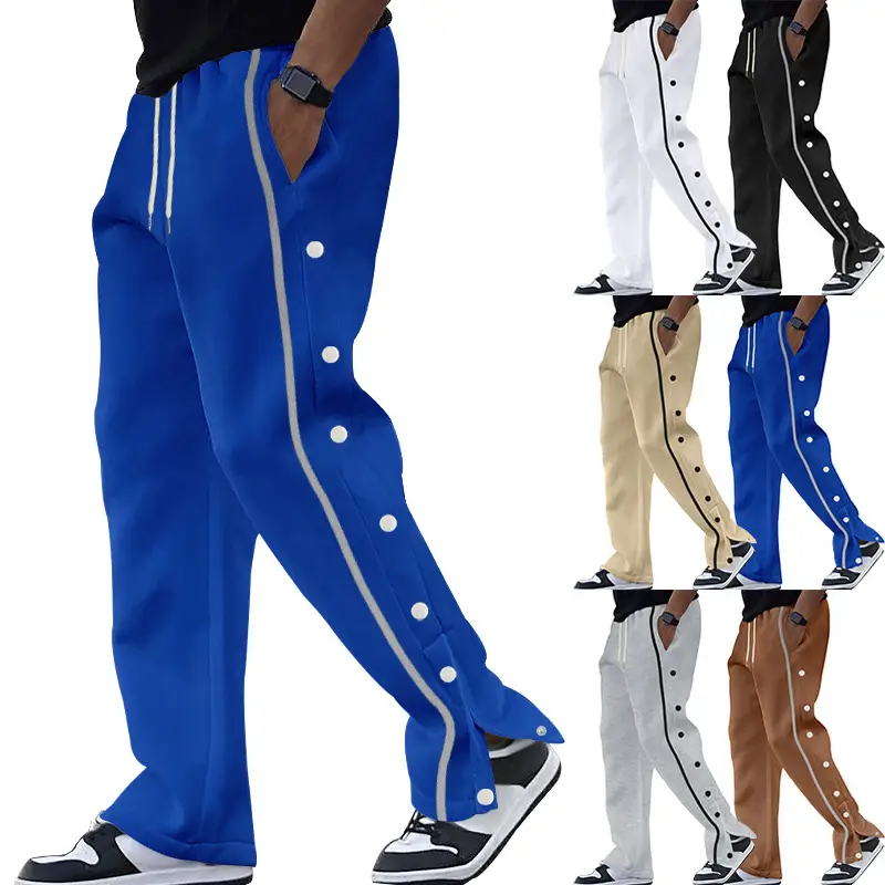 White Casual Pants with Black Stripe Drawstring Plus Size — feature 3