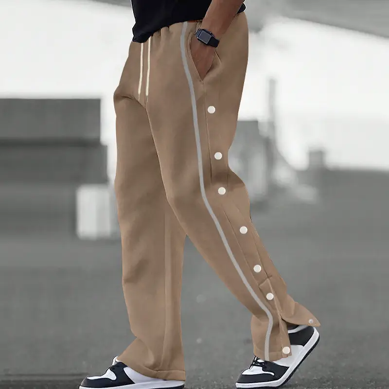 White Casual Pants with Black Stripe Drawstring Plus Size — feature 33