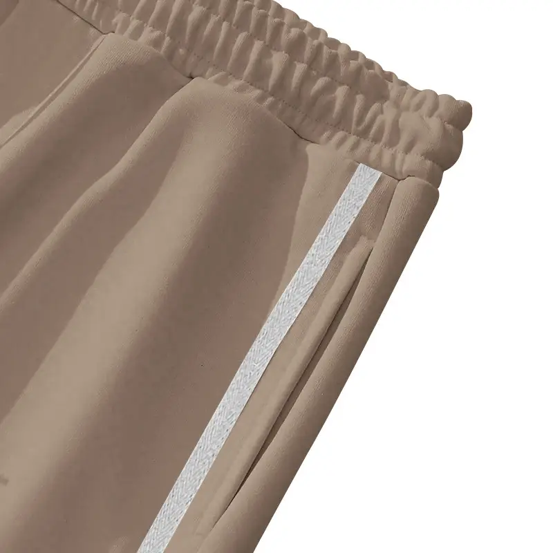 White Casual Pants with Black Stripe Drawstring Plus Size — feature 37