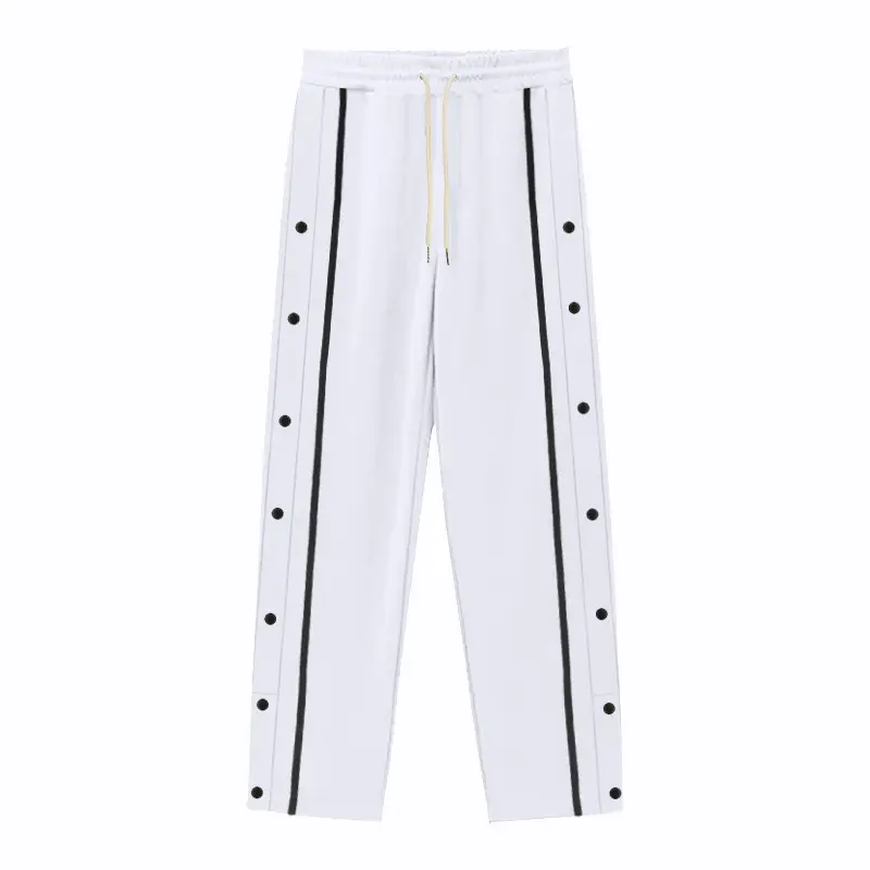 White Casual Pants with Black Stripe Drawstring Plus Size — feature 43