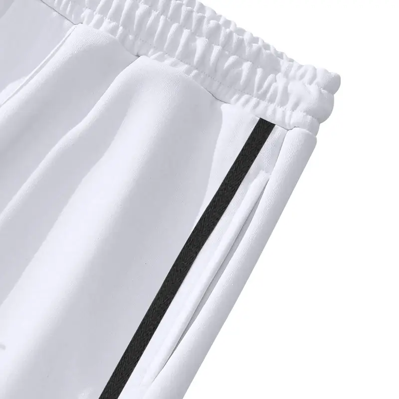 White Casual Pants with Black Stripe Drawstring Plus Size — feature 45