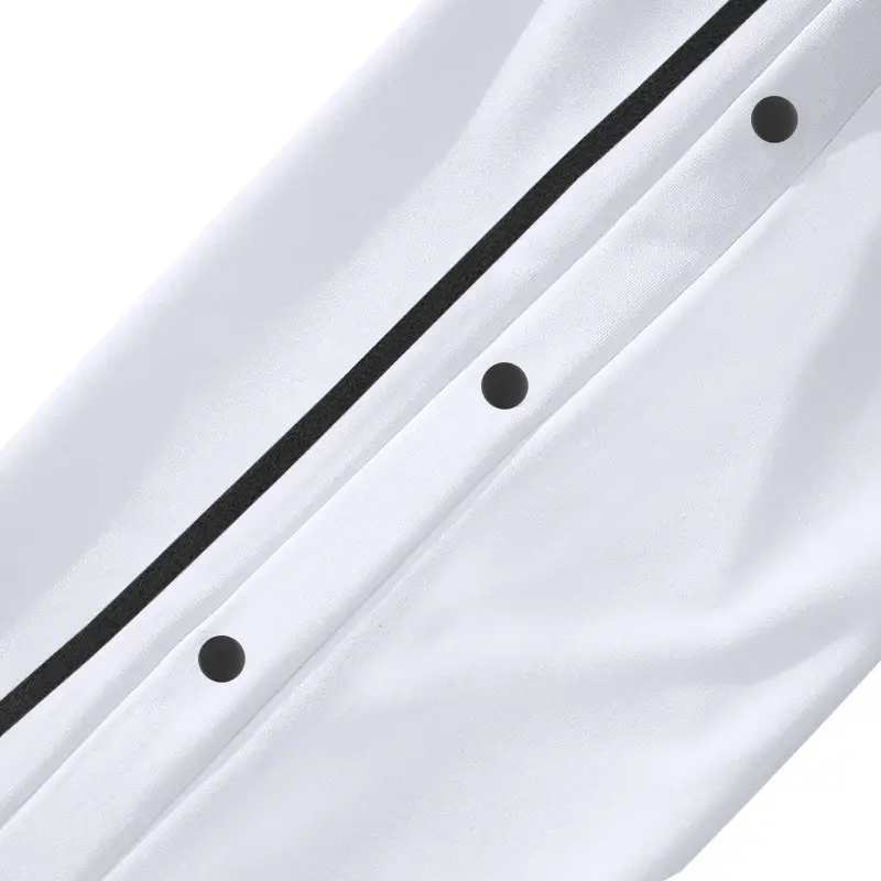 White Casual Pants with Black Stripe Drawstring Plus Size — feature 46