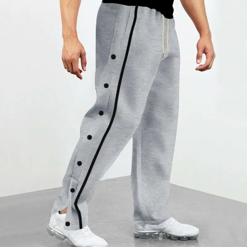 White Casual Pants with Black Stripe Drawstring Plus Size - Image 4