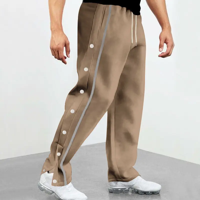 White Casual Pants with Black Stripe Drawstring Plus Size - Image 5