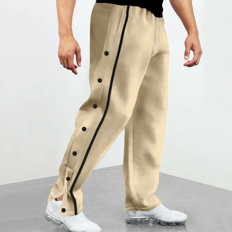 White Casual Pants with Black Stripe Drawstring Plus Size - Image 6