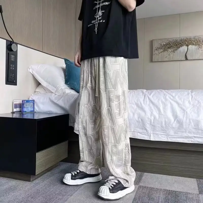 Men American Style Corduroy Casual Pants with Letter Print - Image 10
