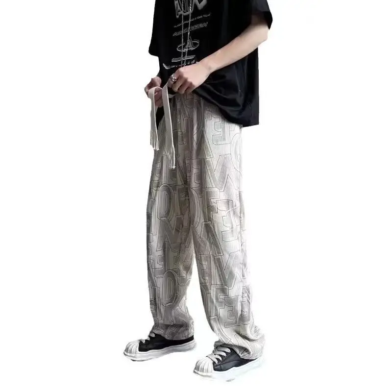 Men American Style Corduroy Casual Pants with Letter Print - Image 11