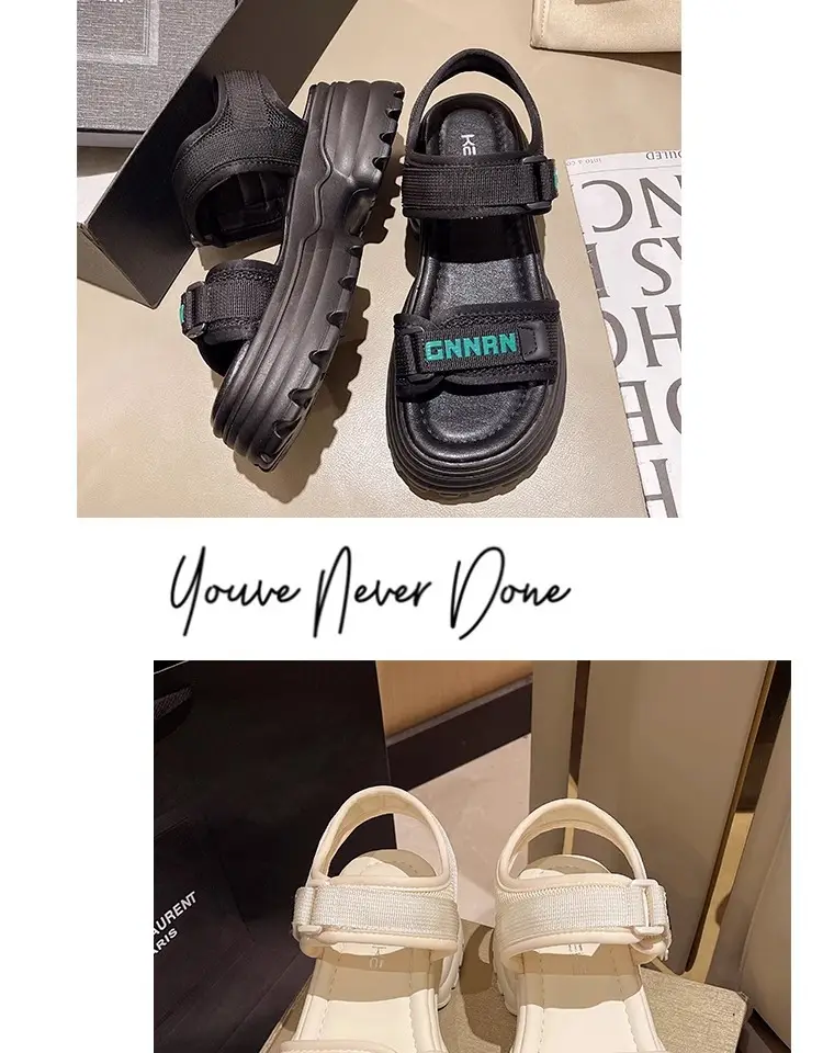 White Green Man Sandals for Women Lightweight Casual Beach Wear — feature 17