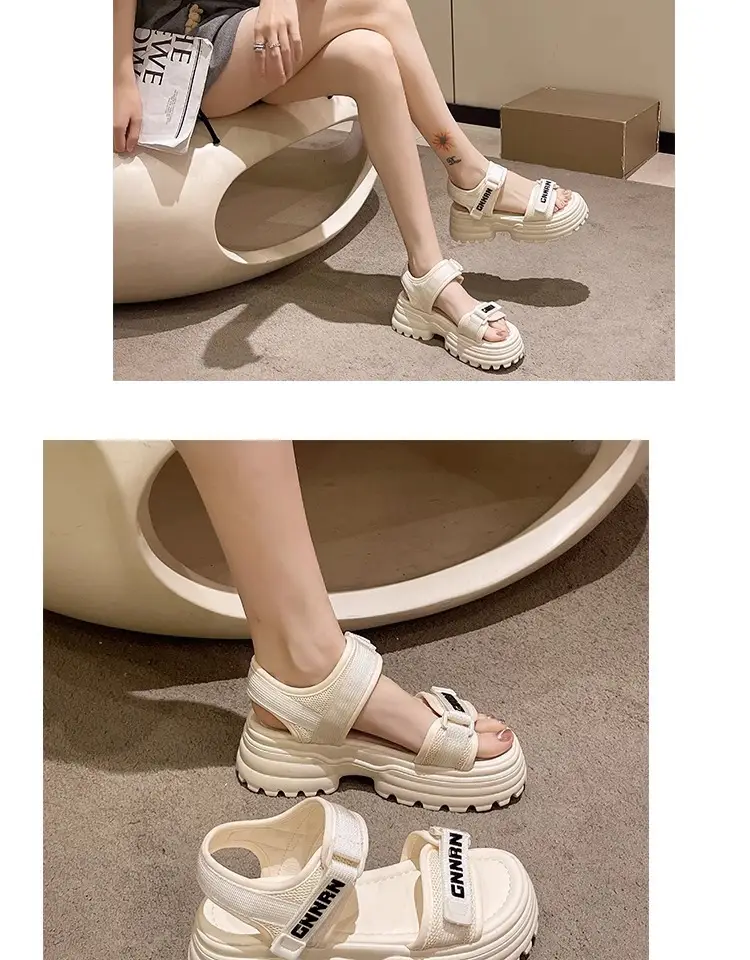 White Green Man Sandals for Women Lightweight Casual Beach Wear — feature 7