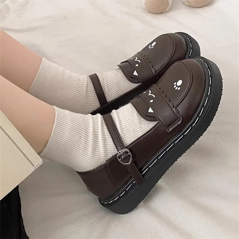 Women British Style Platform Leather Loafers Black 2024 - Image 5