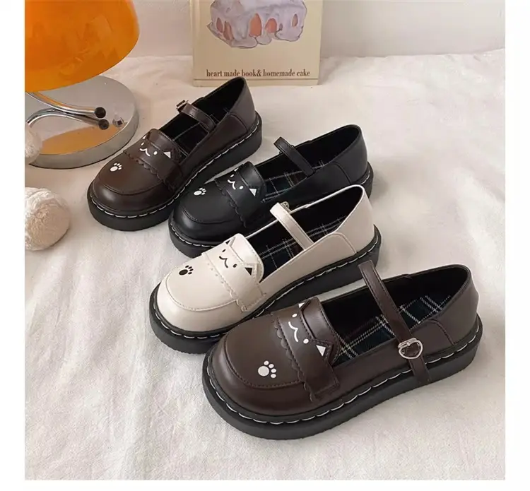 Women British Style Platform Leather Loafers Black 2024 — feature 18