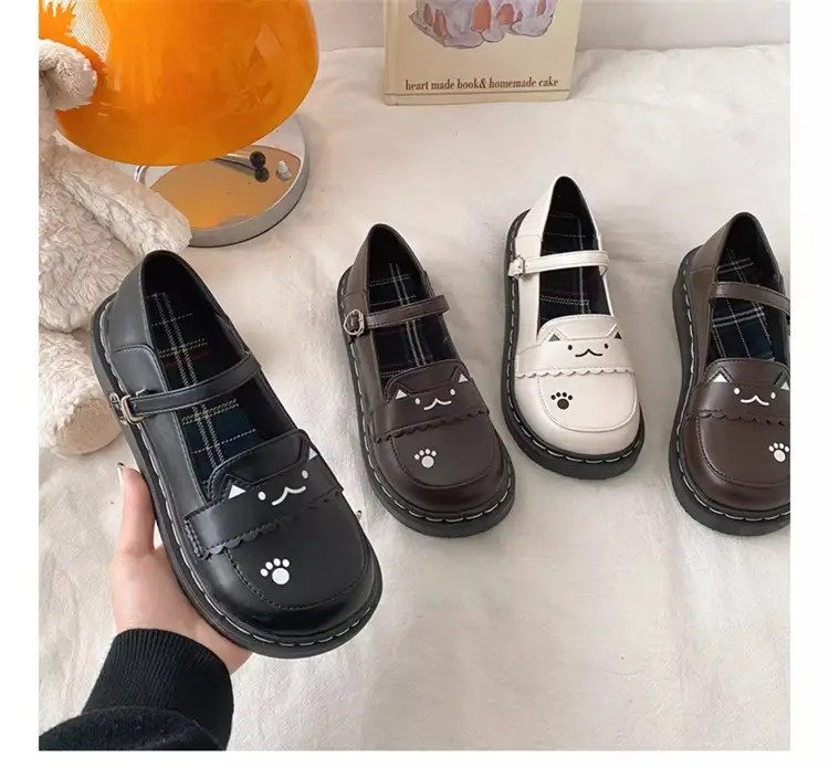 Women British Style Platform Leather Loafers Black 2024 — feature 19